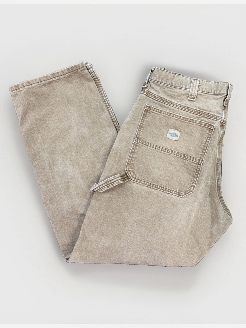 Lee Dungarees Men’s Carpenter Pants 36x32 Tan Utility Workwear Hammer Loop